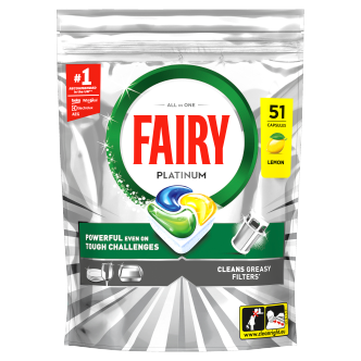 Fairy Platinum Dishwasher Tablets Lemon 51 Pack | Dishwasher Tablets