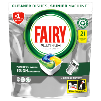 Fairy Platinum Dishwasher Tablets Lemon 21 Pack | Dishwasher Tablets