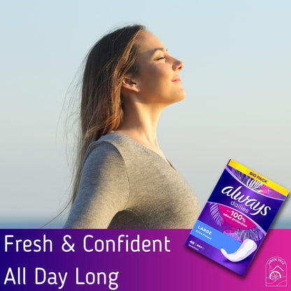 Always Dailies Large Pantyliners, 2 Packs of 46, 92 in Total, Up to 100% Odor Control, Daily Freshness, Feminine Hygiene Protection, Enhanced Absorbency, Comfort Inlay, Stay Fresh Throughout The Day
