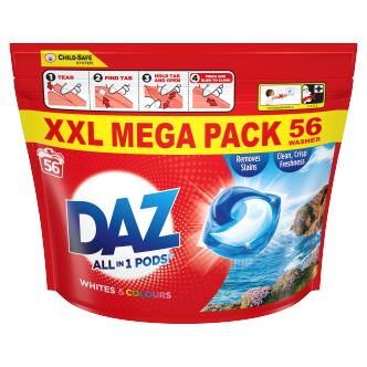 Daz All-in-1 Pods 56 Pack | Washing Pods & Liquid