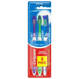 Colgate Extra Clean Toothbrush 3 Pack | Manual Toothbrushes