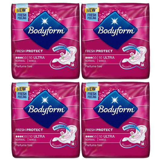Bodyform Fresh Protect Ultra Normal Pads with Wings 10's - Pack of 4