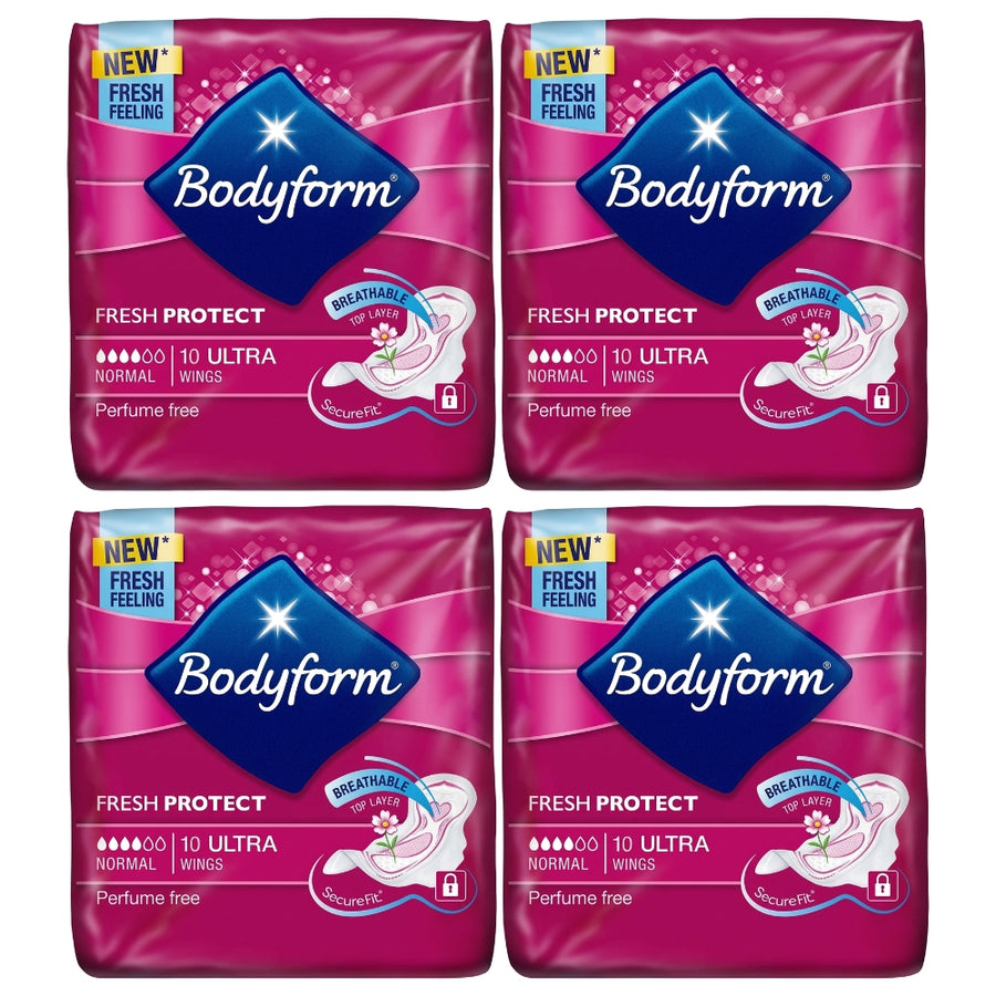 Bodyform Fresh Protect Ultra Normal Pads with Wings 10's - Pack of 4