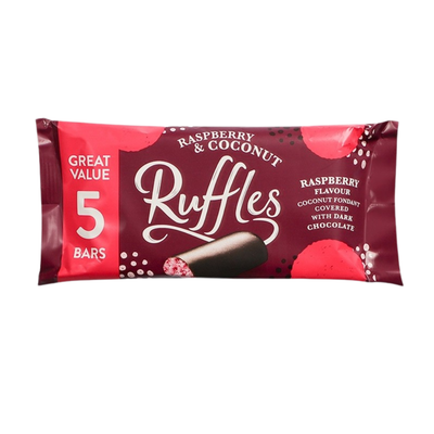 Ruffles Raspberry Coconut Ruffle Bars – 5-Piece Treat Pack (4 Packs Total)