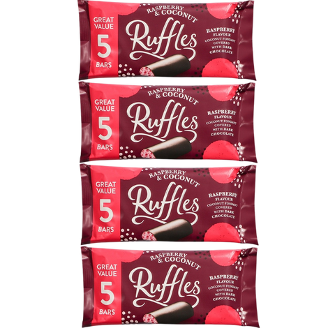 Raspberry Coconut Ruffle Bars – 5-Piece Treat Pack (4 Packs Total)