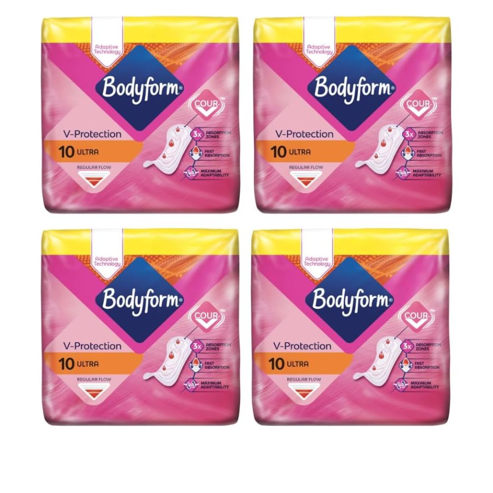 Bodyform Cour-V Ultra Normal Sanitary Towels Without Wings 10'S (Pack of 4)