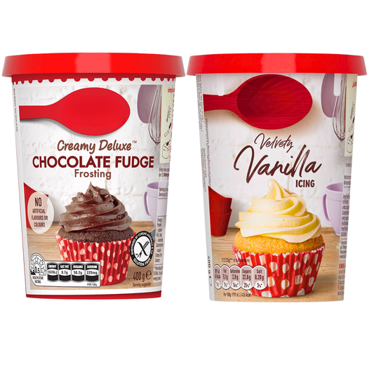 [new]Cake Frosting Decoration Chocolate Fudge & Vanilla Whipped Cream Icing 400g (Pack of 2)