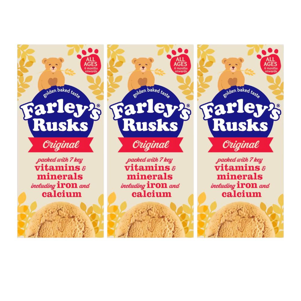 Farley’s Original Baby Rusks – Golden Baked, Vitamin-Rich Cookies (3 Packs)