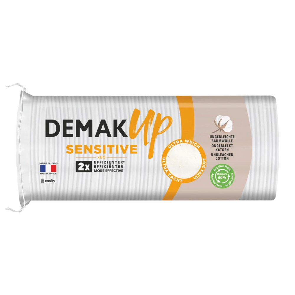 Demak Up Sensitive Cotton Rounds – Ultra-Soft Makeup Remover Pads for Sensitive Skin -3 Pack (180 Pads Total)