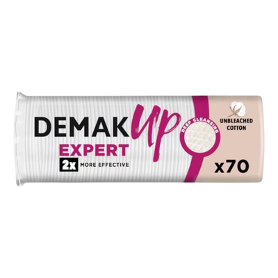 Demak Up Expert Cotton Rounds – 70 Count - Gentle & Absorbent for All Skin Types (Pack of 3)