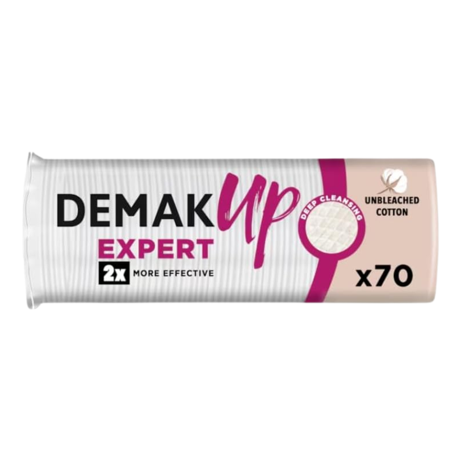 Demak Up Expert Cotton Rounds – 70 Count - Gentle & Absorbent for All Skin Types (Pack of 3)