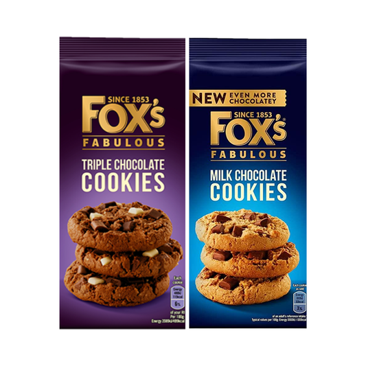 Fox's Fabulous Cookies - Milk Chocolate Chunkie Cookie and Triple Chocolate Chunkie Cookie, 180 g -  pack of 2