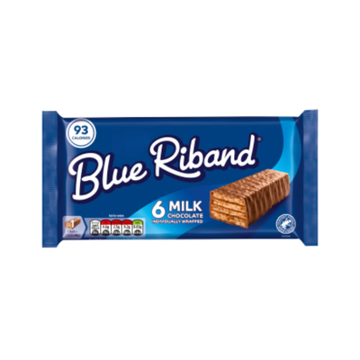 BlueRiband Milk Chocolate Wafer Bars – 6 x 18g | Classic Crispy Wafers Coated in Smooth Milk Chocolate