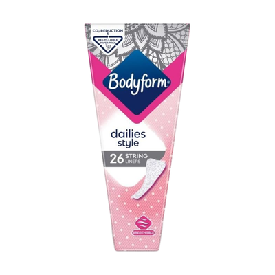 Bodyform Dailies String Thong Panty Liner 26's, Pack of 3