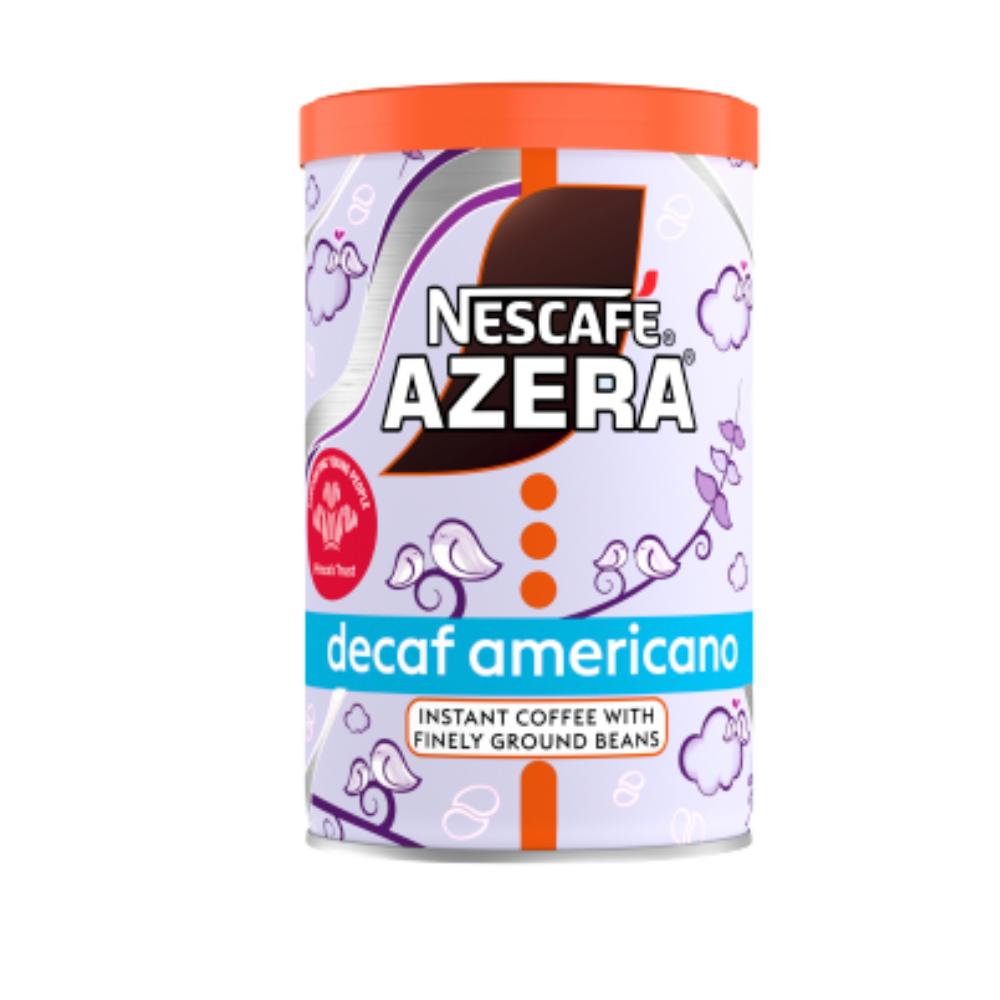 Nescafe Azera Barista-Style Instant Decaf Americano Coffee – Smooth, Caffeine-Free, 90g Jars (Pack of 2)