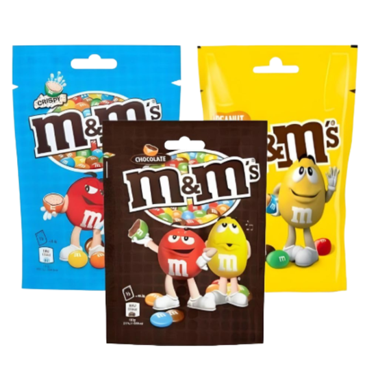 [new]Mini Assorted Candy Coated Chocolate Sharing Pouch Milk Chocolate 125g, Crispy 107g & Peanut125g (3 Packs)