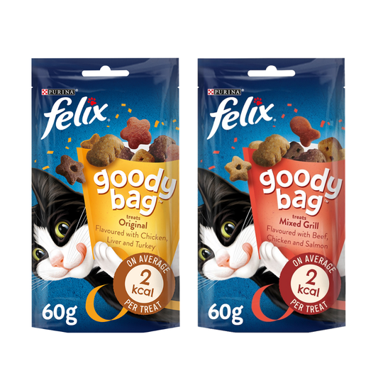 [new]Cat Treats Variety Pack – 4 x 60g – Original & Mixed Grill Flavours (Chicken, Liver, Turkey, Beef, Salmon) – Crunchy & Meaty Snack Mix for Cats