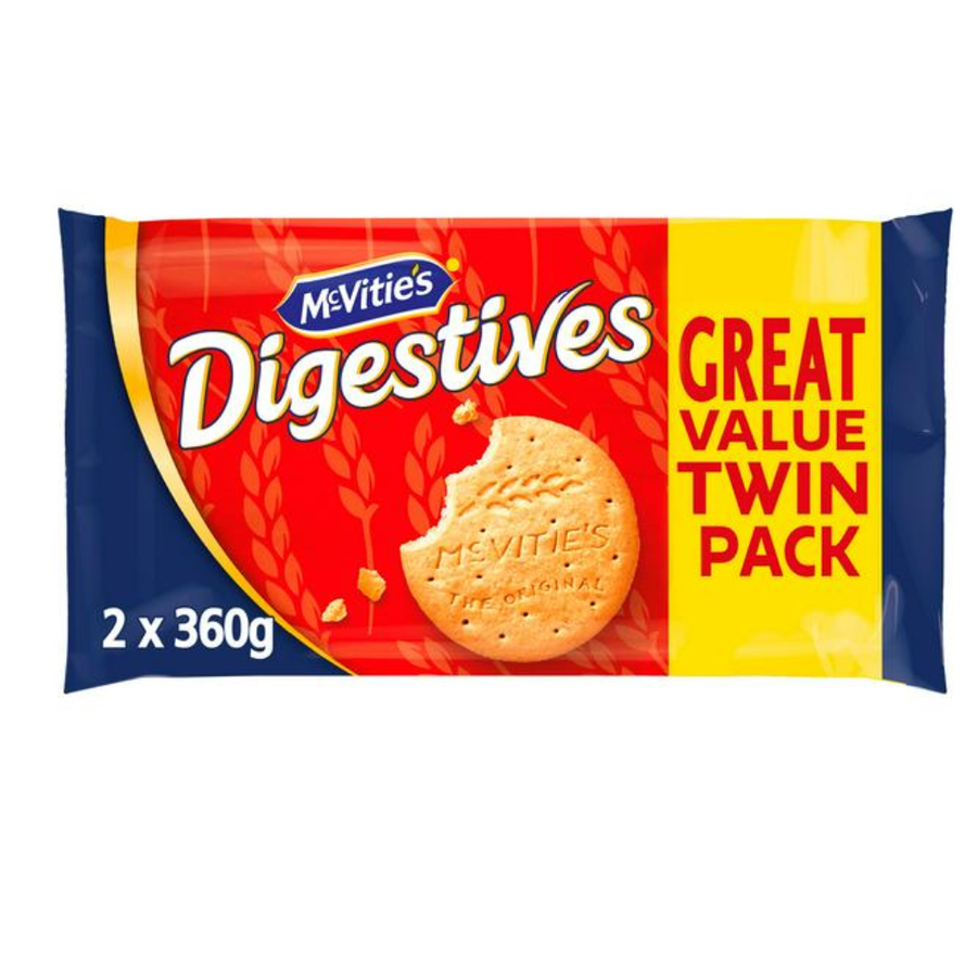 Mcvities Digestives The Original Cracker Biscuit Twin Pack of 360g (Pack of 2)