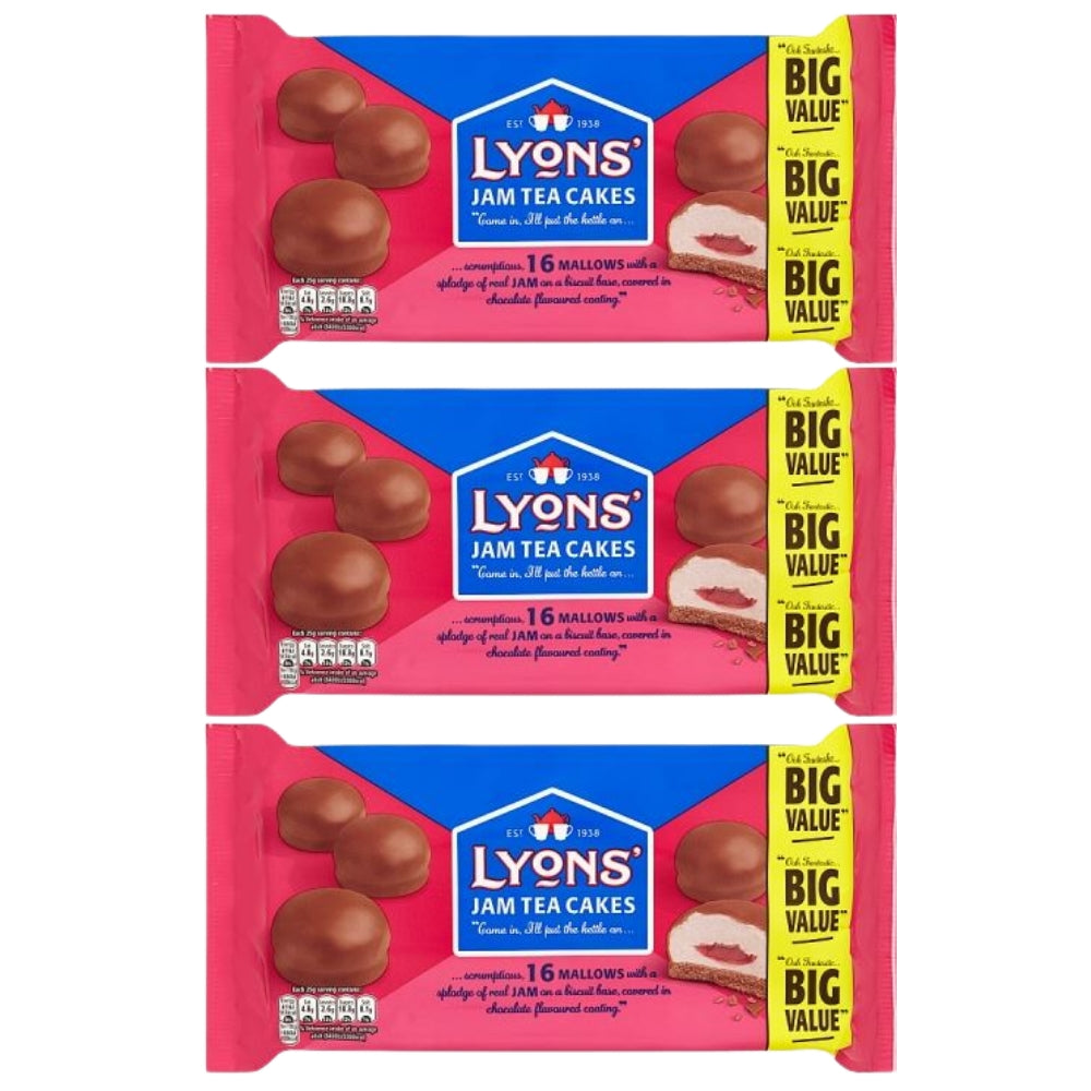 Lyons Jam Teacakes – Big Value Pack of 3 (16’s, 200g)