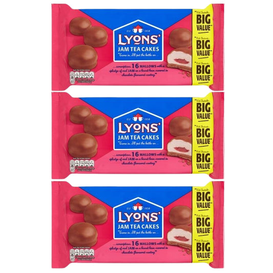 Lyons Jam Teacakes – Big Value Pack of 3 (16’s, 200g)