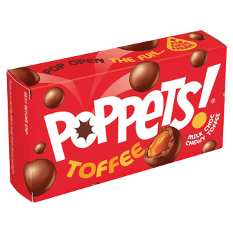 Poppets Toffee 39g – Milk Chocolate Covered Chewy Toffee Bites
