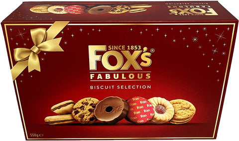 Foxs Fabulously Biscuit Selection Assortment Luxury Box |9 Varieties |Milk/Dark Choc Chunkie Cookies |Orange Sundae |Milk Chocolate Rounds |Viennese Fingers |Jam Creams |Golden/Butter Creams & Crunch